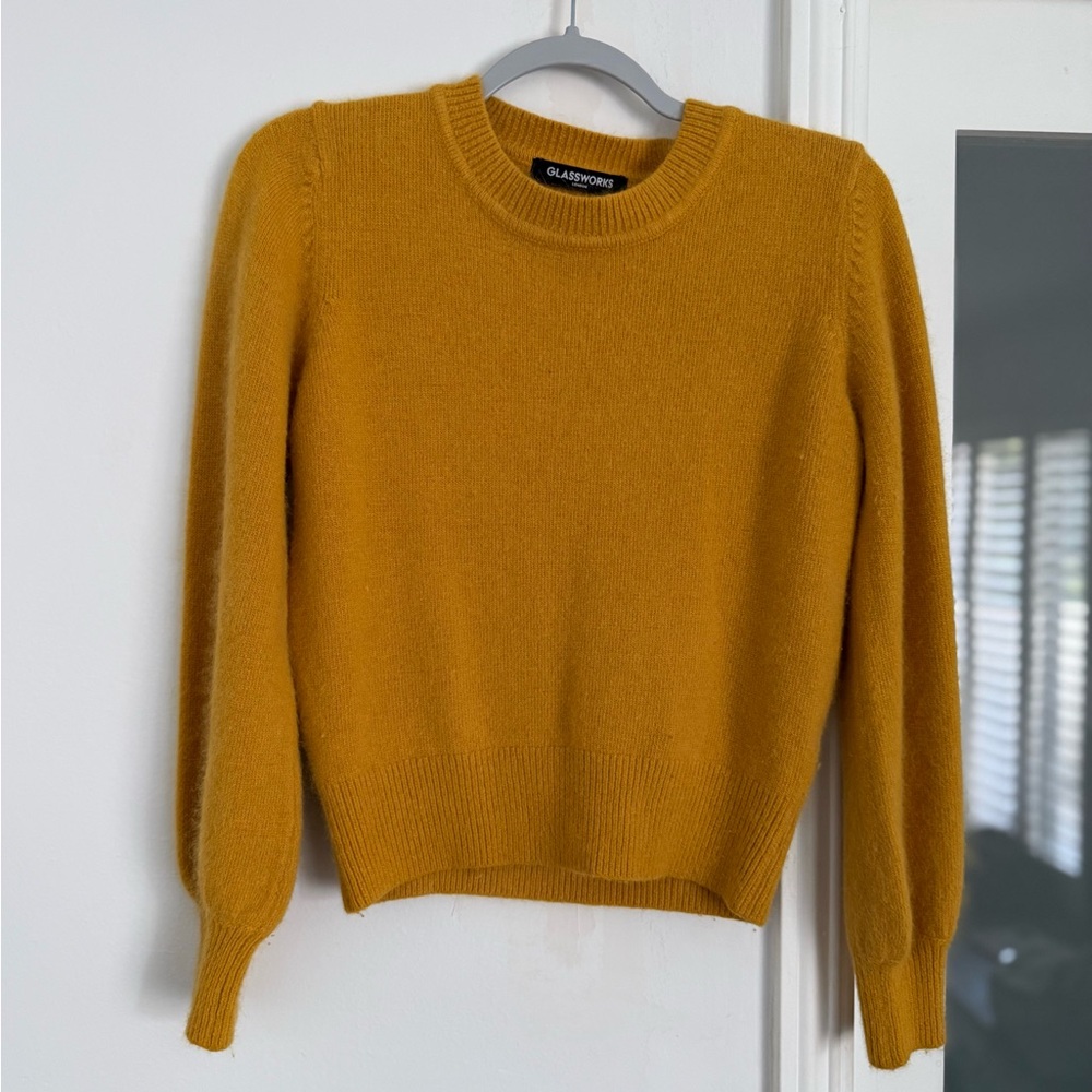 Mustard Crewneck Angora Sweater - Vintage